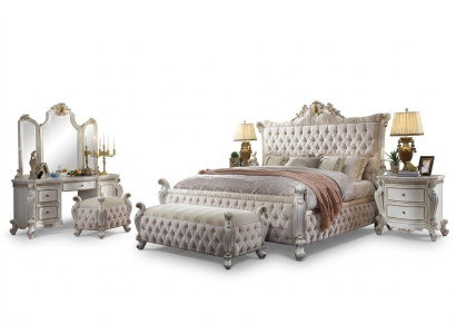 Ensemble de chambre classique Baroque Rococo Ensemble de lit Table de chevet Commode