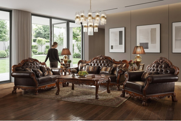 Ensemble de canapés de luxe Chesterfield 3+2+1 places avec table basse Mobilier canapé canapé nouveau