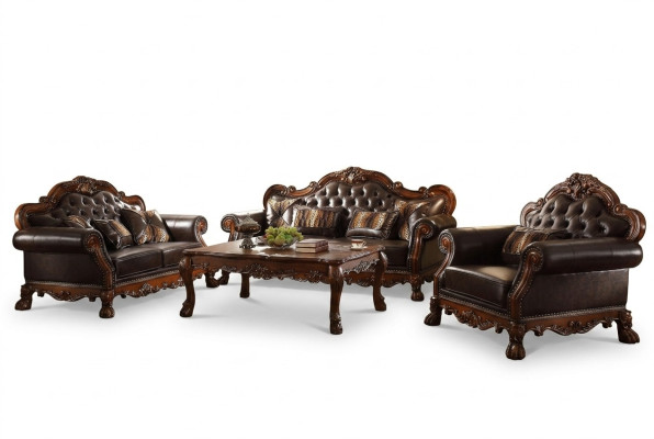 Ensemble de canapés de luxe Chesterfield 3+2+1 places avec table basse Mobilier canapé canapé nouveau