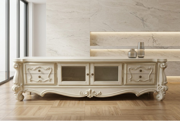 Buffet TV Lowboard Meuble TV Armoire Table Salon Bois Décoration Classique
