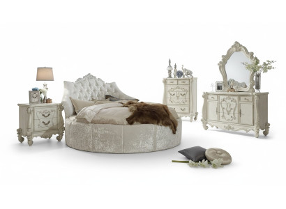 Lit rond en velours Chesterfield Luxe Rembourrage lits ronds en tissu textile hôtel