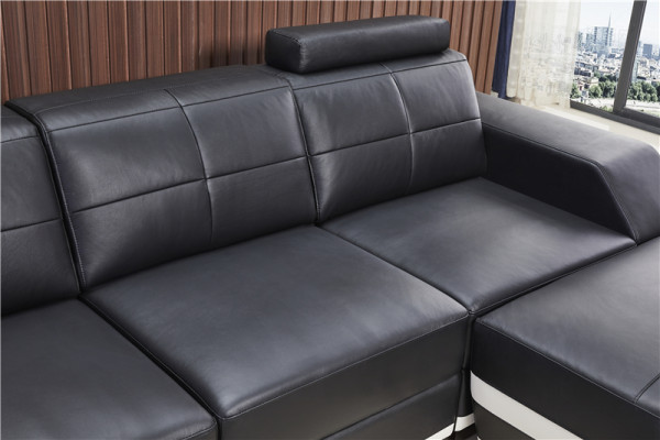 Canapé en cuir Salon paysager Suite d'angle Design Moderne Canapé d'angle en L-forme