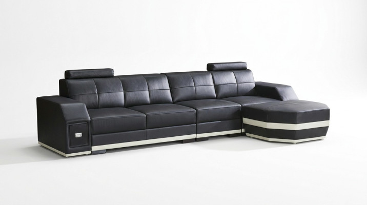 Canapé en cuir Salon paysager Suite d'angle Design Moderne Canapé d'angle en L-forme