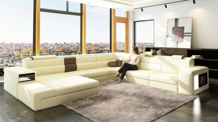 Canapé Salon paysage Coin Suite Design Canapé Moderne en forme de U en Cuir