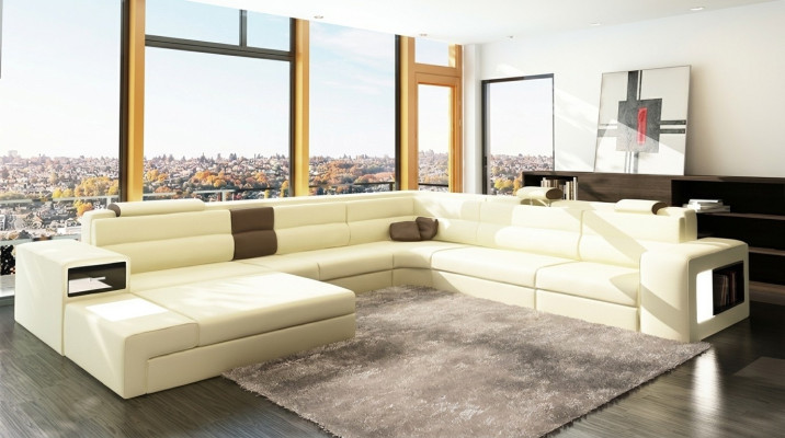 Canapé Salon paysage Coin Suite Design Canapé Moderne en forme de U en Cuir