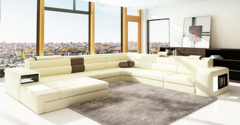 Canapé Salon paysage Coin Suite Design Canapé Moderne en forme de U en Cuir