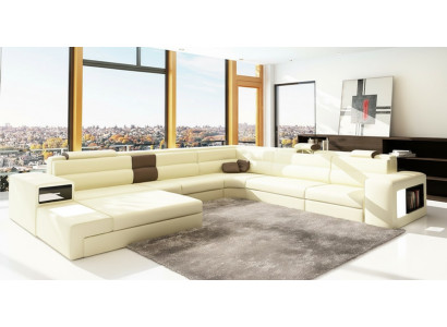Canapé Salon paysage Coin Suite Design Canapé Moderne en forme de U en Cuir