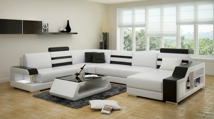 Canapé d'angle canapé canapé rembourrage ensemble d'angle paysage vivant cuir design coin en forme de U