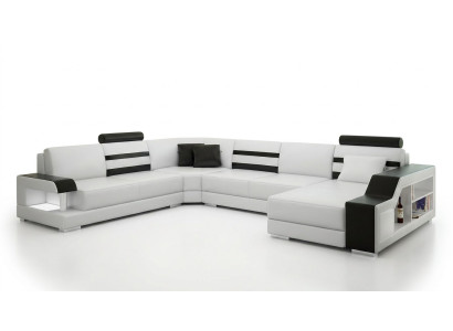 Canapé d'angle canapé canapé rembourrage ensemble d'angle paysage vivant cuir design coin en forme de U