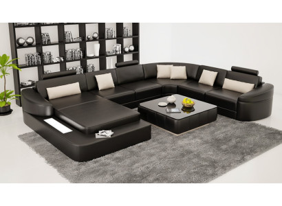 Canapé moderne en cuir, canapé en cuir pour salon, ensemble de canapés d'angle en forme de U, nouveau mobilier.