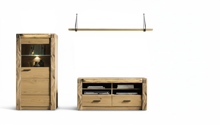 Mur végétal Salon Vitrine Commode Étagère 3pcs. Ensemble d'étagères armoires