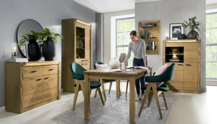 Table en bois à design extensible Table à manger Salon Tables en bois neuves 160/200cm nouveauté