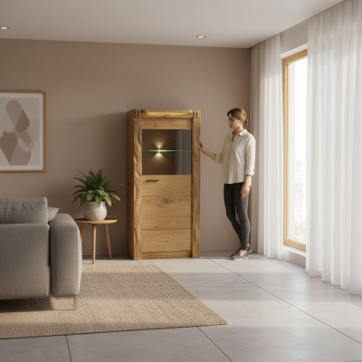 Armoire murale Vitrines Armoire vitrée Design en verre Haute armoire en bois Meubles de salon