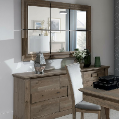 Commode Armoire avec miroir xxl Commode Buffet en bois neuf Bahut 2 pièces Ensemble en bois