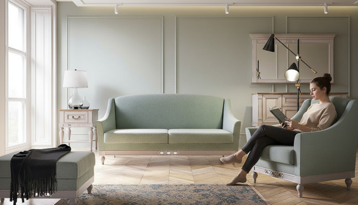 Ensemble de canapé Sofa Sofa Canapé Ensemble de rembourrage Siège Suite 311 Tabouret Ensembles de 4 pièces.