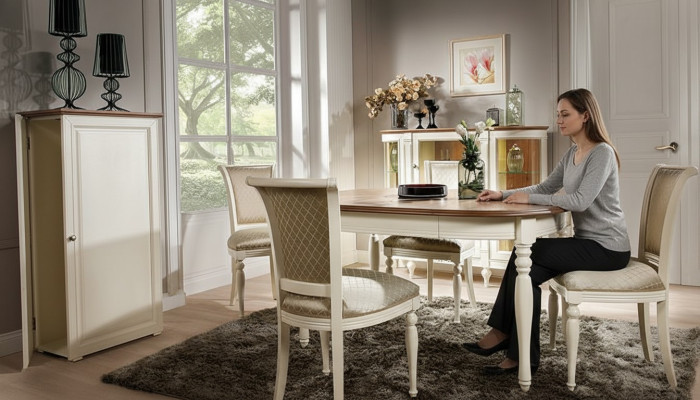 Mettre la table à manger 4x chaises chaise avec dossier Suite Tables Salle à manger Groupe 5 pièces