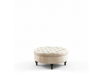 Tabouret rembourré Chesterfield rond, repose-pieds, ottoman, côté nouveau canapé rond