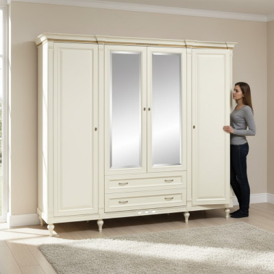 Armoires classiques Armoire murale à 4 portes Meubles en bois pour chambre