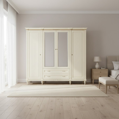 Armoires classiques Armoire murale à 4 portes Meubles en bois pour chambre