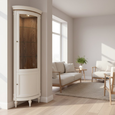 Vitrine d'angle Vitrine Armoire Vitrines Salon Vitrines de salon Design Bois neuf