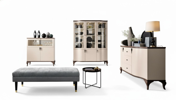 Ensemble de meubles de salon - Commode Cabinet de bar Vitrine 3 pièces. Conception de l'ensemble