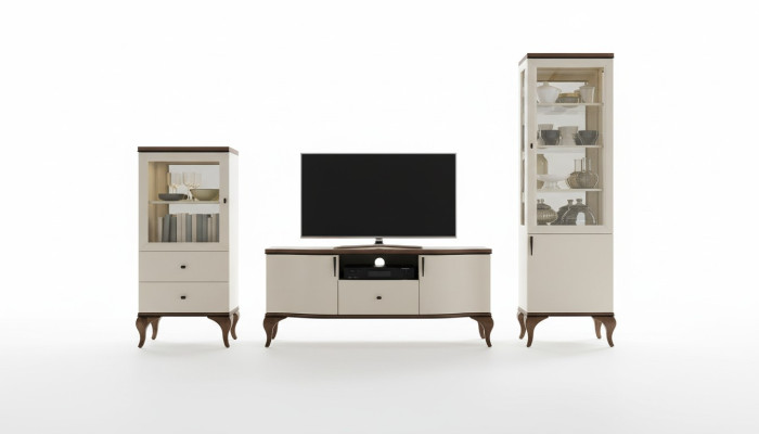 Décoration classique Salon Mur Vitrine Buffet TV Armoire à étagères Mur.