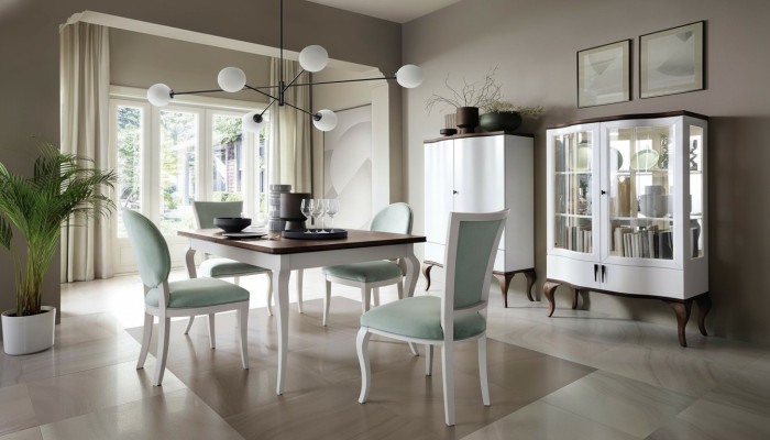 Salle à manger Ensemble Classique Table 4x Chaises Vitrine Commode 7 pièces