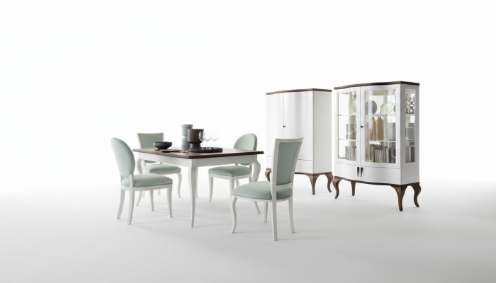 Salle à manger Ensemble Classique Table 4x Chaises Vitrine Commode 7 pièces