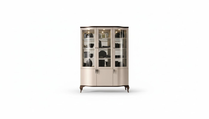 Armoires classiques Vitrine Présentoirs Bois Élégant Luxe Vitrine Verre Armoire Bois