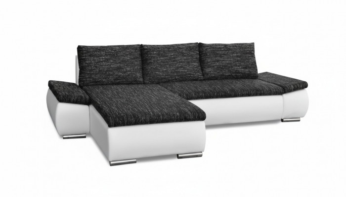 Design Canapé d'angle moderne en forme de L Fonction lit Canapé Cuir Textile Canapés neufs