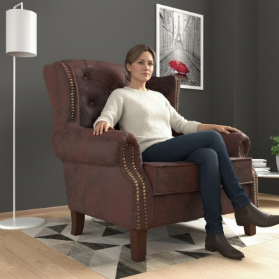 Fauteuil design en cuir de luxe pour la télévision, canapé relax 1 place, salon club