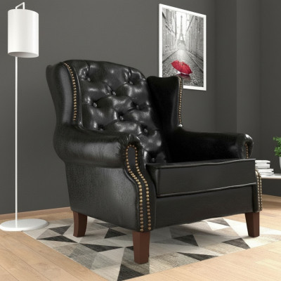 Fauteuil à ailes Fauteuil de télévision Design Rembourrage Canapé Chesterfield en cuir