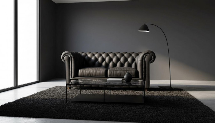 Canapé Chesterfield 2 places en cuir rembourré pour salon