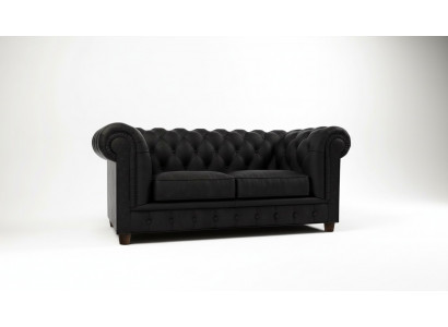 Canapé Chesterfield 2 places en cuir rembourré pour salon