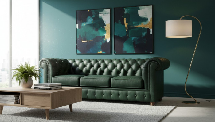 Canapé Chesterfield Canapé Revêtement 3 Places Canapés Sièges Suite Canapés Vert