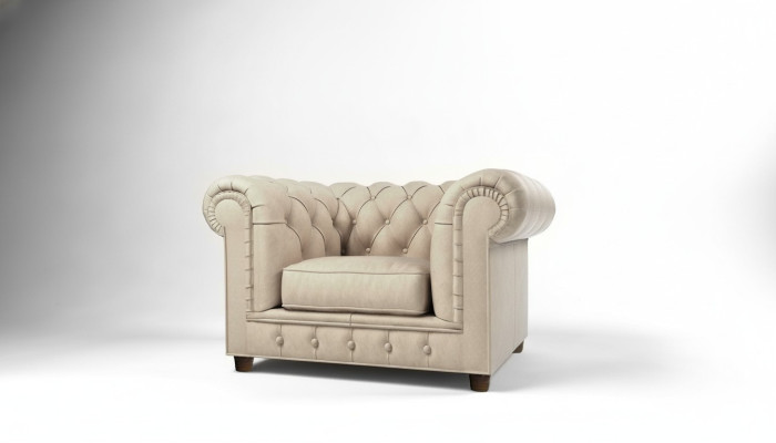 Élégant fauteuil TV Chesterfield avec revêtement en tissu pour salon club.