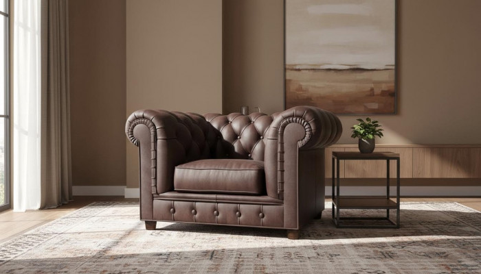 Fauteuil TV Siège Club Lounge Textile Cuir Design Élégant Chesterfield