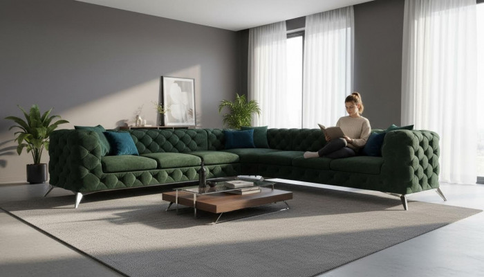 Chesterfield Design Canapé d'angle Canapé Canapés Canapés Rembourrage Ensemble d'angle