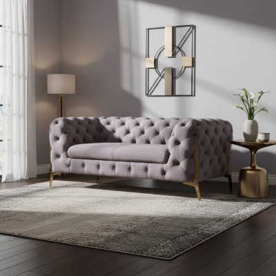 Conception Chesterfield Canapé 2 places Canapé Tissu Velours nouveau Deux places