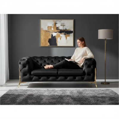 Design canapé Chesterfield 2 places en velours Tissu de revêtement textile Canapés 2 places neufs