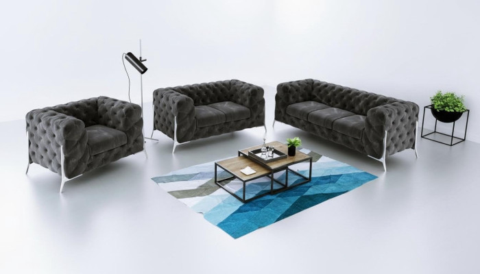 Ensemble de canapé Chesterfield design Ensemble de canapé Canapé 321 places en velours