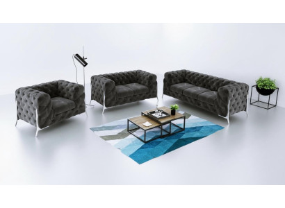 Ensemble de canapé Chesterfield design Ensemble de canapé Canapé 321 places en velours
