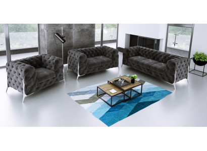 Ensemble de canapé Chesterfield design Ensemble de canapé Canapé 321 places en velours