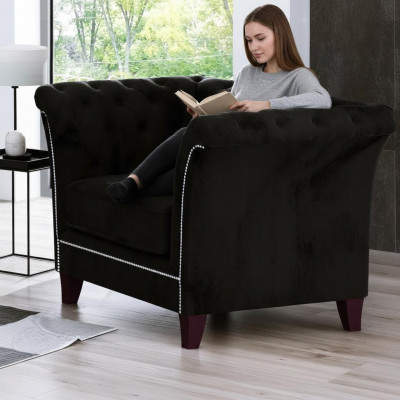Canapé Chesterfield fauteuil revêtement 1 place Velours Canapés design Canapés décoratifs