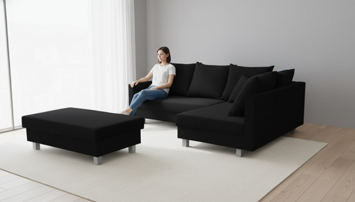 Canapé d'angle en forme de L avec design de repose-pieds Canapé d'angle Canapé Canapé rembourré Canapés en textile neufs