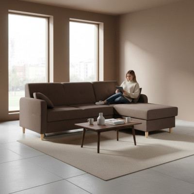 Canapé d'angle Design Canapé-lit Fonction lit canapé Cuir Textile Rembourrage Canapés Coffre
