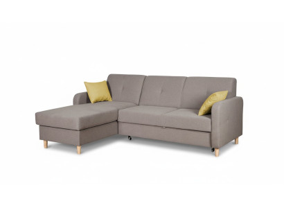 Canapé d'angle en forme de L Canapé Design Moderne en Tissu Gris avec Fonction Lit