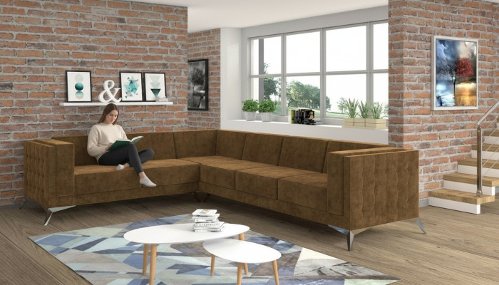 Canapé d'angle moderne en tissu canapé en L rembourré suite d'angle paysage de vie canapé sofa