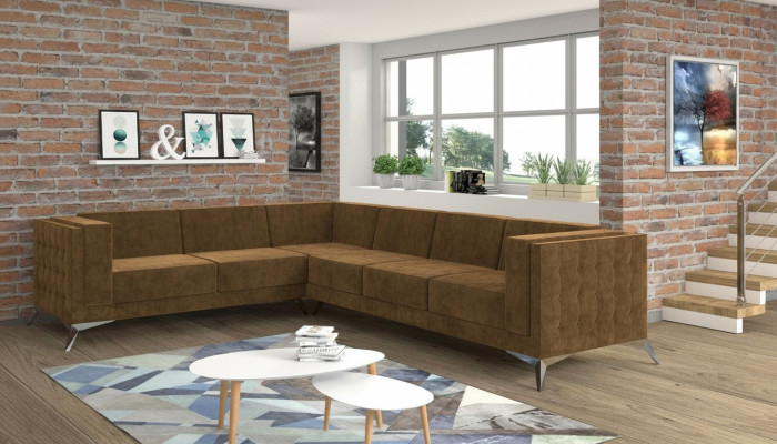 Canapé d'angle moderne en tissu canapé en L rembourré suite d'angle paysage de vie canapé sofa