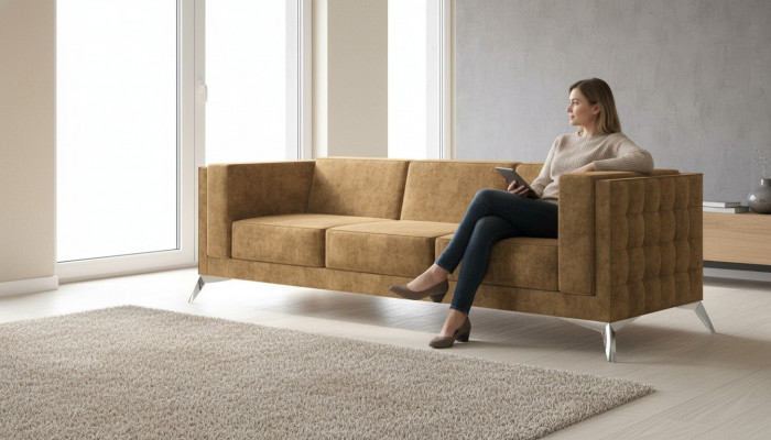 Canapé trois places en tissu pour canapé Chesterfield suite de canapés en tissu rembourré